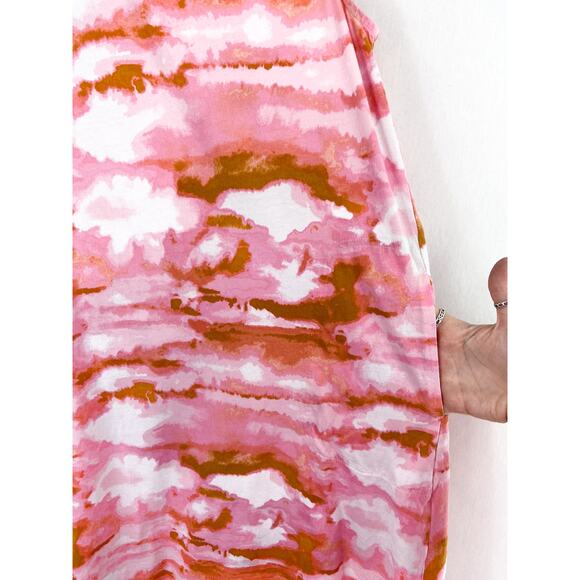 Cuddl Duds Women's Pink Tie Dye Tank Dress Medium Pink Ochre Camo Sleevless - Picture 4 of 10